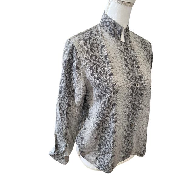 Mel & Lisa Gray Silk Snake Print Jacket Blazer 4 - Picture 3 of 6